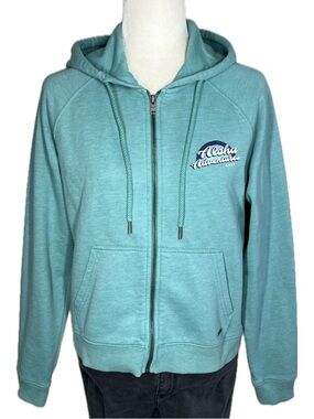 Roxy Hoodie Aloha Adventures Full Zip Aqua Turquoise Medium M Hooded Sweatshirt
